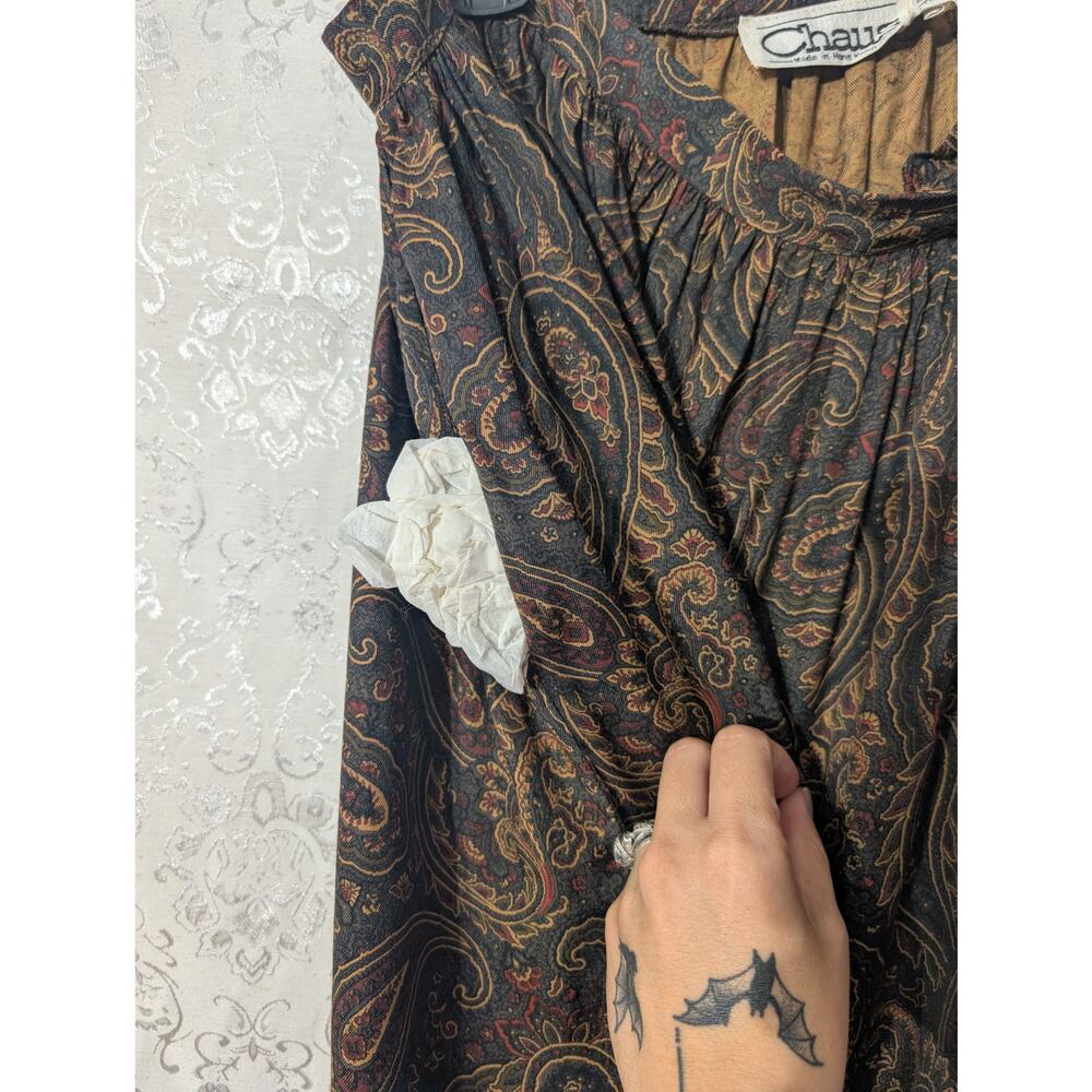 Vintage Chaus Paisley Rayon Midi Skirt 13/14 Whimsigoth Grunge Earthy - Picture 5 of 8